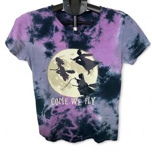 Disney Purple & Black Tie-Dye 'Come We Fly' Short Sleeve Tee